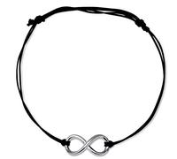 Craftopia Overseas Cavigliera regolabile in argento Sterling 925 con ciondolo a forma di infinito, filo nero