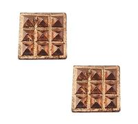 Craftopia - Set di 2 piatti indiani in puro rame con 9 piramidi dei desideri Yantra adesivo da parete/porta, Vastu Dosh Nivaran, buona fortuna, denaro, amuleto di protezione, articolo decorativo per
