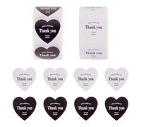 Craftora 2 rotoli di adesivi a forma di cuore con scritta "Thank You" in carta autoadesiva per etichette regalo, decalcomanie per feste, regali decorativi