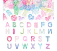 Craftora - 52 perline in acrilico a forma di lettera dell'alfabeto dalla A alla Z, con foro grande, perline iniziali trasparenti con lettere colorate, perline europee per la creazione di gioielli