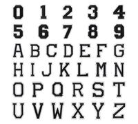 Craftora 72 toppe termoadesive con numeri, ricamate, lettere dell'alfabeto dalla A alla Z, da cucire, colore nero, applique decorative per cappelli, scarpe, camicie, zaini