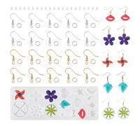 Craftora Stampi in silicone a forma di cuore con fiori e ciondoli in resina con ganci per orecchini, anelli di salto, dadi per orecchie per resina epossidica UV, creazione di gioielli portachiavi