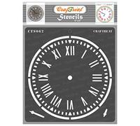CrafTreat Clock Stencils for Crafts Reusable Vintage - Clock Stencil - Size: 15x15 cms - Roman Clock Face Stencil for Painting on Concrete, Canvas, Fabric, Paper, Wood and Wall