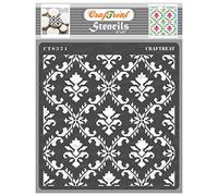 CrafTreat Damask Stencils for Furniture Painting Vintage - Ikat Damask Stencil - Size: 15x15 cms - Reusable DIY Art and Craft Stencils for Painting on Wood, Paper, Canvas, Fabric and Wall