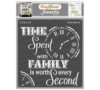 CrafTreat Family Quote Stencils for Crafts Reusable Vintage - Family Time - Size: 6X6 Inches - Home Decor Stencils for Furniture Painting - Family Stencil for Painting on Concrete, Canvas, Fabric