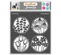 CrafTreat Flower Stencils for Painting on Wood, Canvas, Paper, Fabric, Floor, Wall and Tile - Flowers Negative - Size: 15x15 cms - Reusable DIY Art and Craft Stencils for Painting Flowers