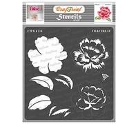 CrafTreat Layered Flower Stencils for Crafts Reusable Vintage - Layered Peony Bloom - Size: 15x15 cms - DIY Craft Layering Stencils for Painting on Concrete, Canvas, Fabric, Paper, Wood and Wall