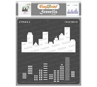 CrafTreat Layered Stencils for Crafts Reusable Vintage - City Scape Stencil - Size: 15x15 cms - Landscape Stencils for Painting on Concrete, Paper, Canvas, Fabric - Layering Stencils for Card Making