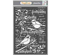CrafTreat Mixed Media Stencils for Crafts Reusable Vintage - Bird Song - Size: A4 - Bird Stencils for Painting on Concrete, Canvas, Fabric, Paper, Wood and Wall - Background Stencils for Garden