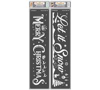 CrafTreat Quote Stencils for Crafts Reusable Vintage - Merry Christmas Stencil and Let it Snow Stencil (2Pcs) - Size: 3X12 Inches - Christmas Stencils for Painting - Christmas Painting Stencils