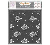 CrafTreat Rose Stencils for Crafts Reusable Vintage - Mini Rose Background - Size: 6X6 Inches - Floral Stencils for Furniture Painting - Mini Flower Stencils for Painting on Canvas, Fabric, Wood