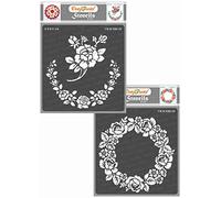 CrafTreat Rose Stencils for Crafts Reusable Vintage - Rose Parade and Rose Wreath (2Pcs) - Size: 6X6 Inches - Flower Stencils for Furniture Painting - Floral Stencils for Painting on Canvas, Garden