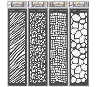 CrafTreat Stencil Animale Riutilizzabile Vintage - Zebra, Ghepardo, Serpente e Pelle di Giraffa (4 Pezzi) - 3x12 Pollici - Per Pittura di Mobili e Bordi - Stampa Animale
