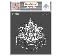 CrafTreat Stencil Fiore di Loto Riutilizzabile per Pittura - Accento di Loto - 6x6 Pollici - Stencil di Loto Sacro per Artigianato - Stencil di Loto per Pittura - Stencil Foglia di Loto