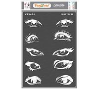 CrafTreat Stencil per occhi riutilizzabile per arti e mestieri - Express Eyes - A4 - Stencil per occhio malvagio per pittura 8,5 x 11,5 pollici - Stencil per occhi per pittura - Stencil per occhi