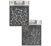 CrafTreat Texture Crackle Stencils for Painting on Wood, Canvas, Paper, Fabric, Floor, Wall and Tile - Crocodile Crackle and Scratches - 2 Pcs - Size: 15x15 cms - Reusable DIY Art and Craft Stencils