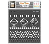 CrafTreat Tribal Stencils for Painting on Wood, Wall, Tile, Canvas, Paper, Fabric and Floor - Aztec Borders - Size: 15x15 cms - Reusable DIY Art and Craft Stencils - Border Design Stencils