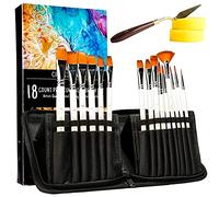 Crafts 4 All Pennelli per Pittura Acrilica - Confezione da 18 Pennelli Professionali, a Punta Larga e Fine, In Nylon per Artisti - Set di Pennelli per Acquerello, Tela, Artigianato, Pittura ad Olio