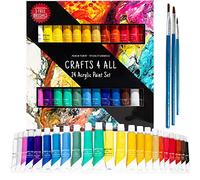 Crafts 4 ALL Pittura Acrilica - Colori Acrilici 24x12ml Atossici Set di Colori Acrilici per Dipingere Carta Tela Legno Ceramica Modello Artisti Principianti Bambini,Ricchi di Pigmenti