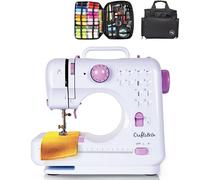 Crafts&Co Combideal - Macchina da cucire, borsa e kit da cucito per principianti con 12 punti e overlock, borsa per macchina da cucire con scomparti portaoggetti, colore: Bianco lilla