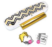 Crafts&Co® Hot Foil Applicator | Include 5 Lamine d'Argento e 5 d'Oro, 10 Cartoncini Stampati A6 + 1 Cartellina Trasparente | Blanco