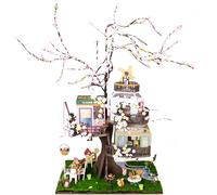 Crafts&Co Set da costruzione in miniatura, grande - incantevole casa sull'albero con fiori di ciliegio