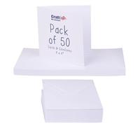 Crafts UK 996 4 x 4 Pollici Card e Busta Pack da 50 - Bianco