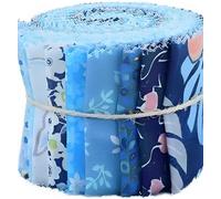 CraftsFabrics - 20 rotoli di tessuto pre-tagliati in 100% cotone, 6 x 90 cm, per trapunte, scrapbooking, cucito, arte e artigianato, patchwork, collage (blu)