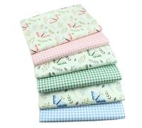CraftsFabrics 6 scampoli di cotone con stampa a farfalla, 50 x 40 cm, per patchwork, fai da te, trapuntatura, cucito, patchwork