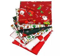 CraftsFabrics - Set di 6 scampoli di tessuto in cotone pretagliato con Babbo Natale, 40 x 50 cm, per fai da te, trapuntatura, patchwork, cucito, decorazioni, rosso, verde, bianco (CF-6-FQ)