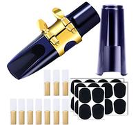craftshou Kit di 31 bocchini per sassofono contralto, include bocchino per sassofono con legatura in metallo, cuscini per sassofono 2,5 ance e tappo in plastica (blu)