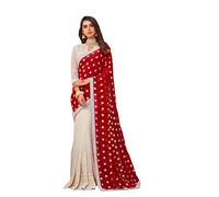 CRAFTSTRIBE Sequence Embroidery Work Sari | Georgette Wedding Wear Saree - Red