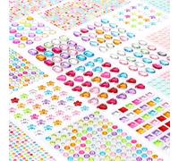 CraftWerk Pietre glitterate autoadesive, 1,782 pezzi, strass colorati per progetti creativi, scrapbooking, fai da te, accessori per bricolage in diverse forme e dimensioni