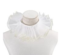 CRAFTYMELODY 1 Coppia Collare Elisabettiano Dickens Collare Bianco Clown In Pizzo E Volant Tessuto Similpelle Accessori Di Abbigliamento Vittoriani