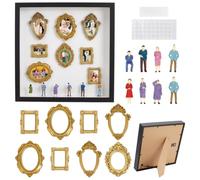 CRAFTYMELODY 1 set Deep Shadow Museum of Us Silhouette Box Kit Black Shadow Box Frame con 8 mini cornici 8 pezzi Mini Vintage Photo Figure Cornice per fai da te in miniatura Museo Display