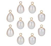 CRAFTYMELODY 10 charm ovale in perla Natur barocco galvanizzato ciondolo in perla Keshi coltivazione d'acqua dolce con accessori in ferro bordo dorato