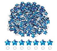 CRAFTYMELODY 100 ciondoli a forma di stella di cristallo, in vetro galvanizzato, sfaccettato, con 100 anelli di piegatura a cinque punte, ciondolo in metallo
