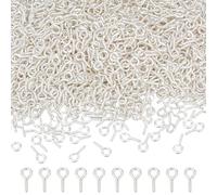 CRAFTYMELODY 1000 pezzi Piccolo occhiello Penne Appendiabiti Con Tappo a Vite, Gancio Perline Argento Occhiello Viti In Ferro Connettori Per La Produzione Di Gioielli