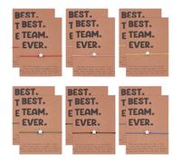 CRAFTYMELODY 12 braccialetti dell'amicizia in 6 colori, braccialetto dell'amicizia con stella in lega con biglietto dei desideri braccialetti con perline a forma di stella fatti a mano in corda cerata