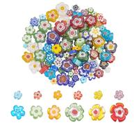 CRAFTYMELODY 120 pezzi 4 stili n perline di vetro Millefiori fatti a mano piccoli fiori piatti colorati perline sciolte perline distanziali per la creazione di gioielli