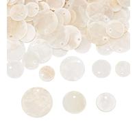 CRAFTYMELODY 150 PZ Piatto tondo conchiglia ciondolo 3 dimensioni disco monete ciondolo 12/15/20mm Charm perline per la creazione di gioielli accessori