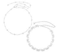 CRAFTYMELODY 2 catene da vita in platino, 2 stili, con perle e farfalla, regolabili, stile western, in metallo