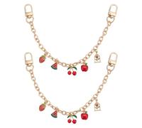 CRAFTYMELODY 2 Portachiavi Oro in Lega Smaltato con Chiusura Girevole Pendente Fragola Doppia Fibbia Catena di Estensione Borsa