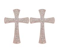 CRAFTYMELODY 2 spille a forma di croce in platino, 62 x 44 mm, in lega, con strass, crocifisso, preghiera, accessorio per abbigliamento, maglioni, zaini, cappelli, donne e uomini, idea regalo, 62x44mm