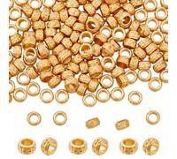 CRAFTYMELODY 200 perline tibetane in lega, rondelle europee, con grande foro, distanziali color oro, 6 x 3,5 mm, colonna, perline sciolte, per la creazione di gioielli