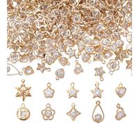 CRAFTYMELODY 200 pezzi 10 stili Ciondoli in lega con strass simpatici ciondoli a forma di stella mini fiore di cristallo cuore lacrima ciondoli luminosi per la fabbricazione di gioielli