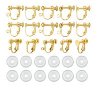 CRAFTYMELODY 30 pezzi orecchini a clip convertitore 5 orecchini in ottone con chiusura a vite, 30 pezzi in silicone, orecchini a clip oro/platino