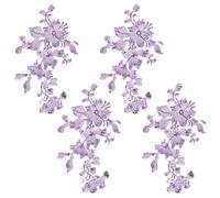 CRAFTYMELODY 4 pezzi di paillettes pizzo applique tessuto floreale da cucire, rifiniture ricamate per abiti da sposa, vestiti, collare, jeans, fai da te