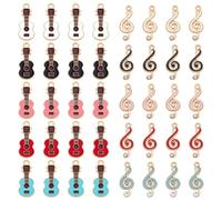 CRAFTYMELODY 40 charm Note Musica per Chitarra 10 stili Lega Smaltato Ciondolo Strumento Musicale Simbolo Note Musicali con Fibbia per la Produzione di Gioielli