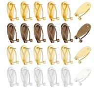 CRAFTYMELODY 40 pezzi orecchini clip 4 colori ottone metallo unghie orecchino clip orecchino francese grezzo con pad piatto accessori gioielli